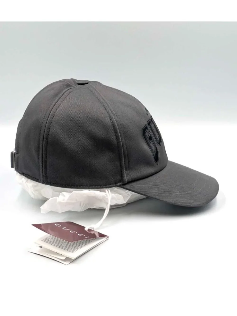 Gucci Embroidered Cotton Baseball Cap Grey M 58cm 817455